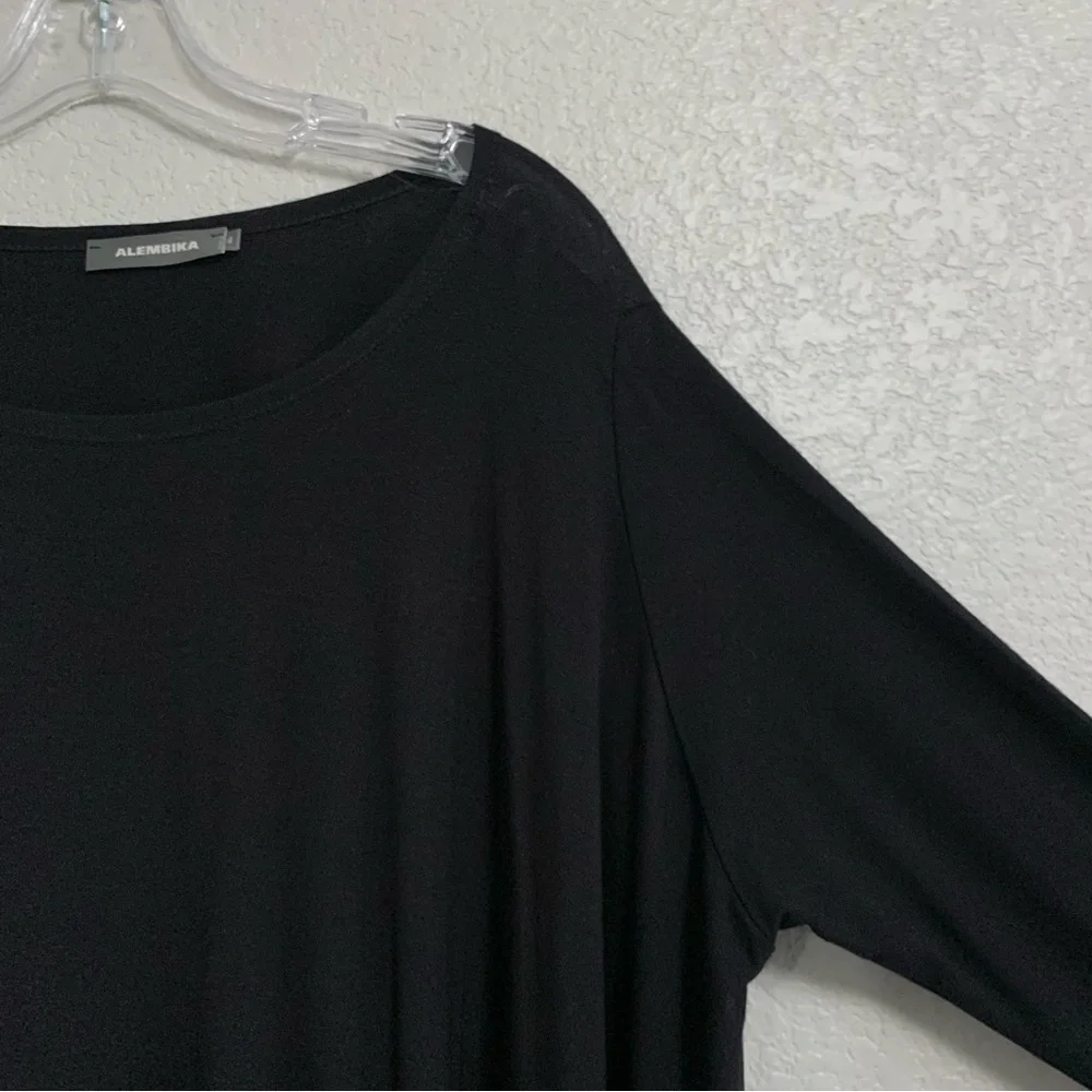 Alembika Top Womens 4 Lagenlook Asymmetrical Seam Oversized Drape Black US XL - Picture 5 of 16